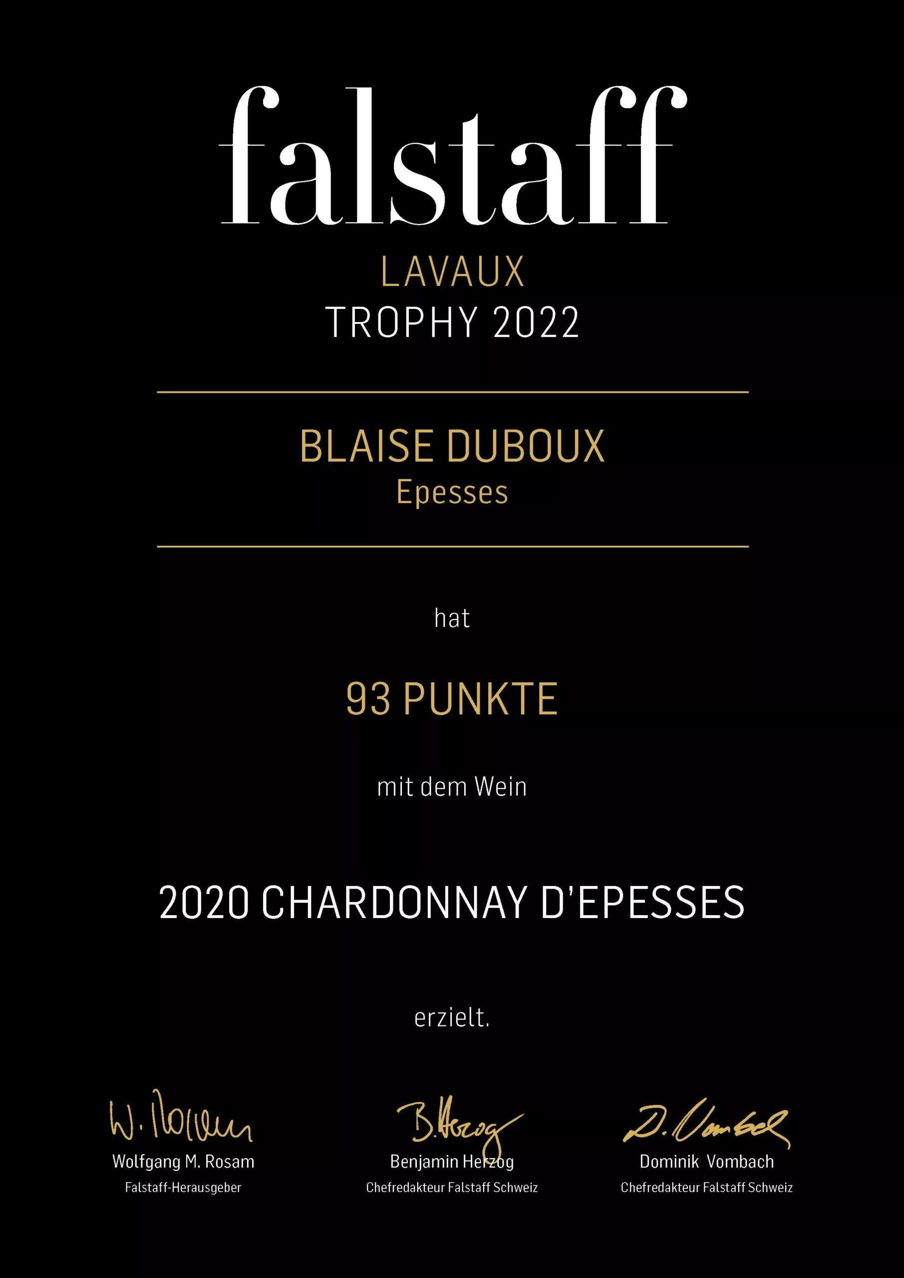 Flastaff 2022_Chardonnay 2020 Lavaux Trophy 2022